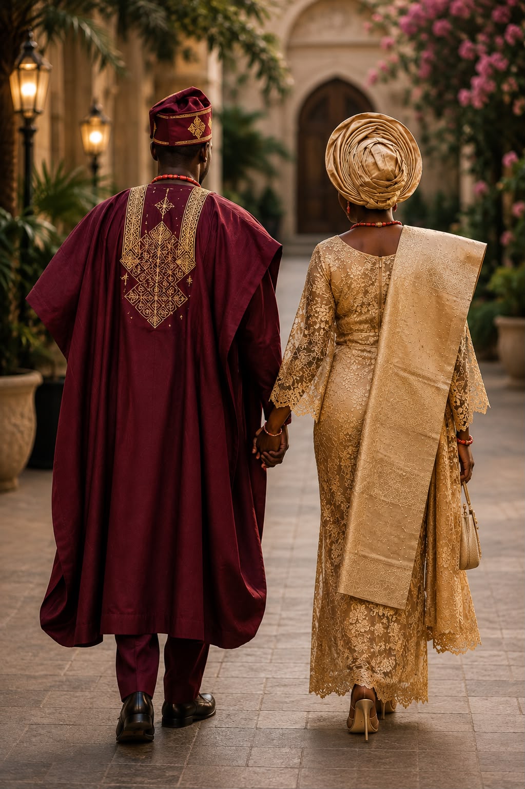 Busolami and Tunde in traditional wedding attire